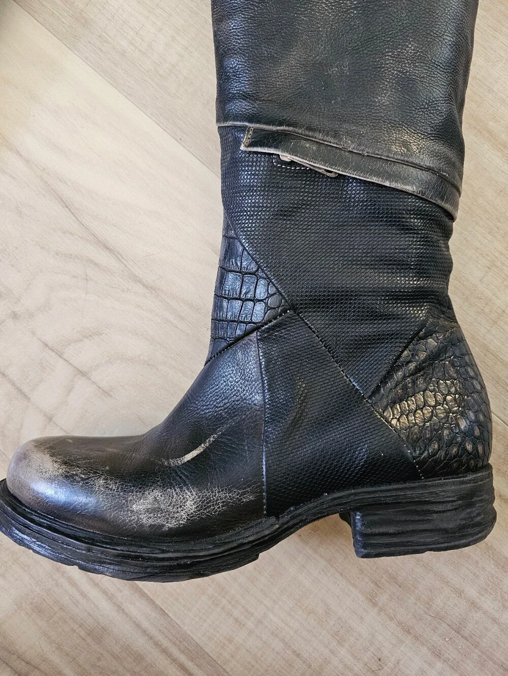 GORGEOUS Italian A.S.98 Handmade Over Knee Distressed Leather Boots Sz 37